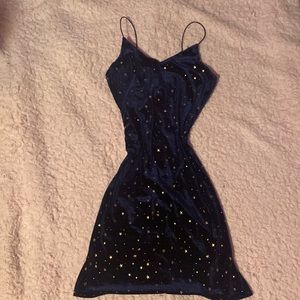 Velvet blue and gold star dress